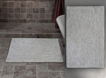 CHICOS HOME Ivory & White Color Plain Bath Rug 20" x 32"