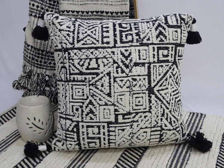a black and white pillow