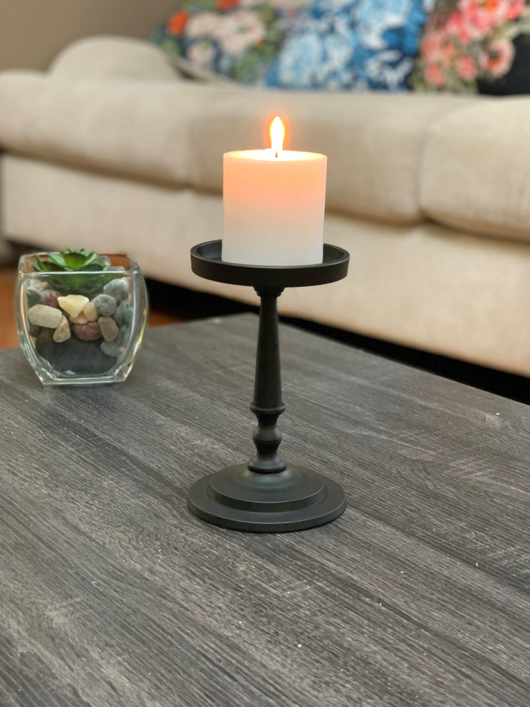 a candle on a table