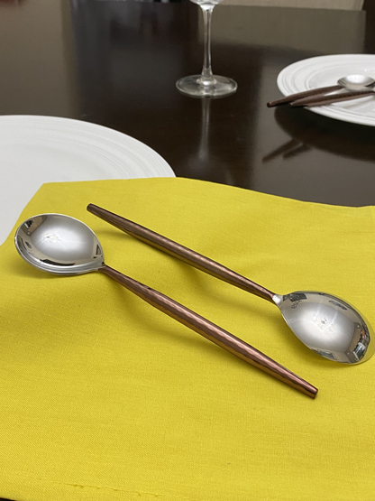 Stainless Steel Tablespoons Set of 6 Piecces-Brown