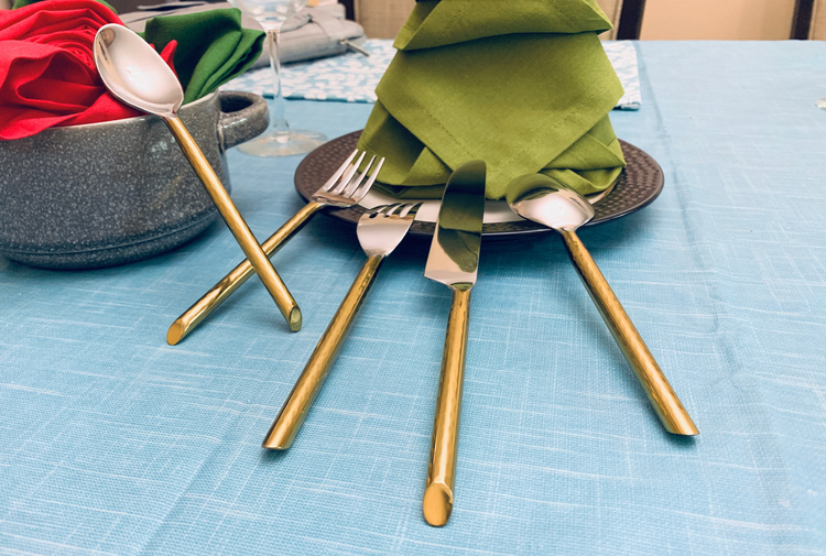 a plate with silverware on it