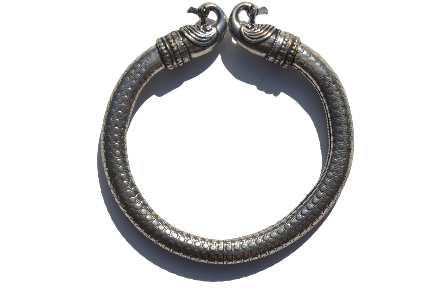 Antique Norse Peacock Head with Dotted Pattern Viking Bracelet