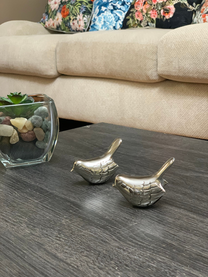 Vibhsa Bird Figurines Symbols of Health & Happiness (Silver Rustic)
