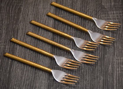 Vibhsa Golden Silverware Dinner Forks Set of 6