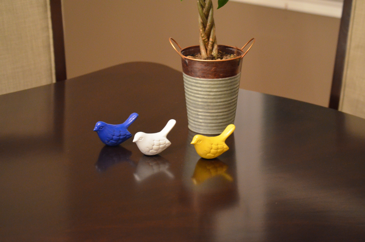 a group of birds on a table