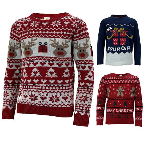 a group of sweaters with different designs