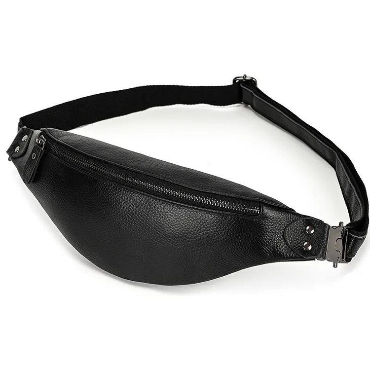 a black pack with a metal buckle