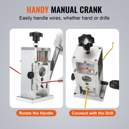 VEVOR Manual Wire Stripping Machine, 0.06''-1.5'' Copper Stripper with Hand Crank or Drill Powered, Visible Stripping Depth Reference, Portable Aluminum Frame Wire Peeler for Scrap Copper Recycling