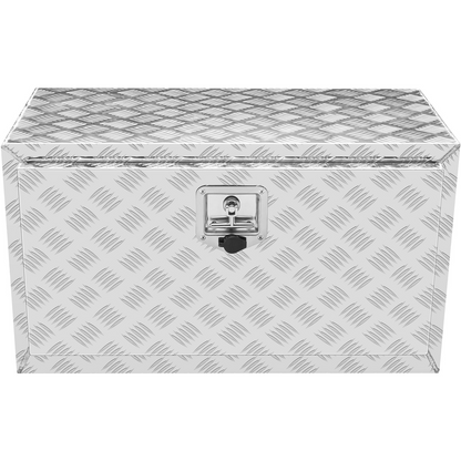 VEVOR Underbody Truck Box, 30"×17"×18" Pickup Storage Box, Heavy Duty Aluminum Diamond Plate Tool Box with Lock and Keys, Waterproof Trailer Storage Box with T-Handle Latch for Truck, Van, Trailer