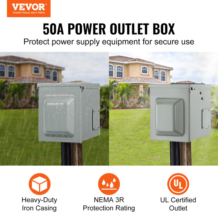 a power outlet box on a post