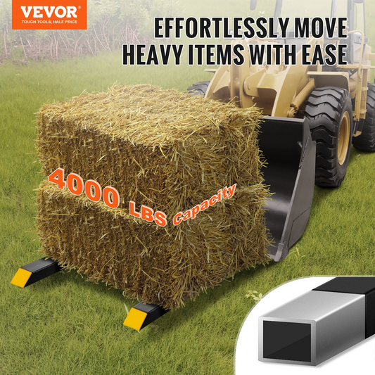 VEVOR Pallet Forks, 4000 lbs Capacity clamp on Pallet Forks, 60" Tractor Bucket Forks, Heavy Duty Front Loader Attachment for Tractor, Loader Bucket, Skid Steer, Tractor Forks for Agriculture and Farm