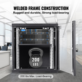 12U Wall Mount Network Server Cabinet, 15.5'' Deep, Server Rack Cabinet Enclosure, 200 lbs Max. Ground-mounted Load Capacity, with Locking Glass Door Side Panels, for IT Equipment, A/V Devices