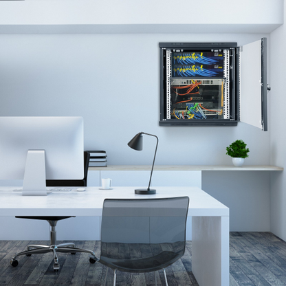 VEVOR 12U Wall Mount Network Server Cabinet, 15.5'' Deep, Server Rack Cabinet Enclosure, 200 lbs Max. Ground-mounted Load Capacity, with Locking Glass Door Side Panels, for IT Equipment, A/V Devices
