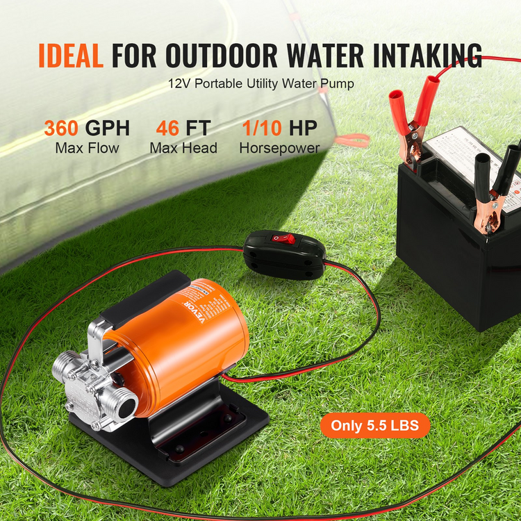 an orange and black portable utility water pump