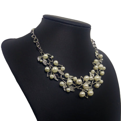 Two-Piece Set Of Pearl Four-Leaf Clover Necklace Jewelry Accessories Earrings