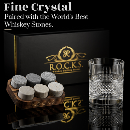 Whiskey Stones & Crystal Glass Gift Set - Reserve Tumbler (11.7oz)