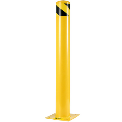 VEVOR 42-5.5 Safety Bollard, 5-1/2" OD Safety Barrier Bollard, 42" Height Yellow Powder Coat Pipe Steel Safety Barrier, with 4 Free Anchor Bolts, for Traffic-Sensitive Area