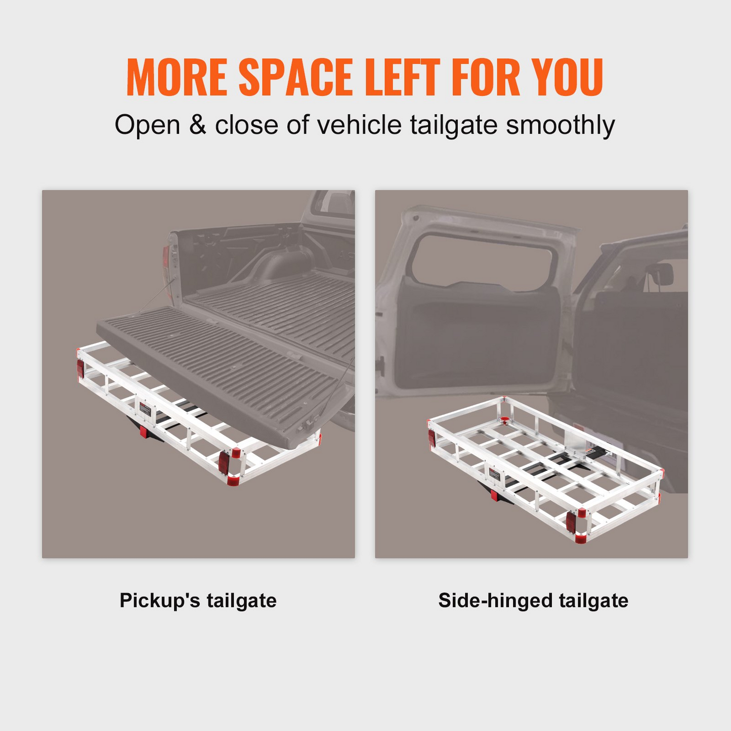VEVOR 49.4 x 22.4 x 7.1 in Hitch Cargo Carrier, 500lbs Loading Capacity Trailer Hitch Mounted Cargo Basket, Rust-proof Aluminum Luggage Carrier Rack Fits 2" Hitch Receiver for SUV Truck Pickup Camping