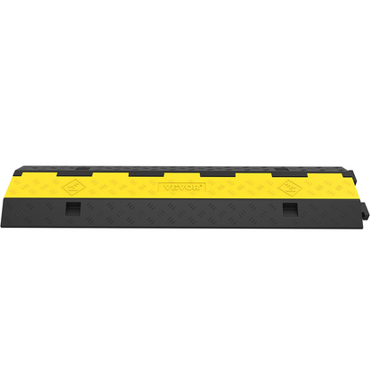 VEVOR Cable Protector Ramp, 5 Packs 2 Channels Speed Bump Hump, Rubber Modular Speed Bump Rated 11000 LBS Load Capacity, Protective Wire Cord Ramp Driveway Rubber Traffic Speed Bumps Cable Protector