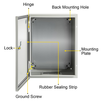 VEVOR NEMA Steel Enclosure, 12 x 10 x 6'' NEMA 4X Steel Electrical Box, IP66 Waterproof & Dustproof, Outdoor/Indoor Electrical Junction Box, with Mounting Plate