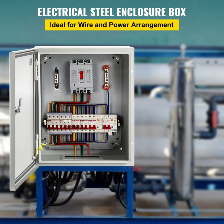 a metal box with wires and switches