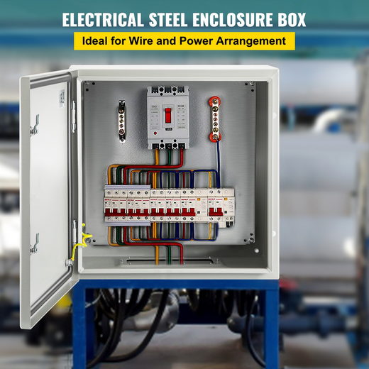 VEVOR NEMA Steel Enclosure, 24 x 24 x 12'' NEMA 4X Steel Electrical Box, IP66 Waterproof & Dustproof, Outdoor/Indoor Electrical Junction Box, with Mounting Plate