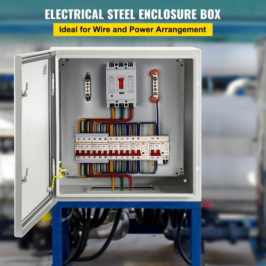 VEVOR NEMA Steel Enclosure, 24 x 24 x 12'' NEMA 4X Steel Electrical Box, IP66 Waterproof & Dustproof, Outdoor/Indoor Electrical Junction Box, with Mounting Plate