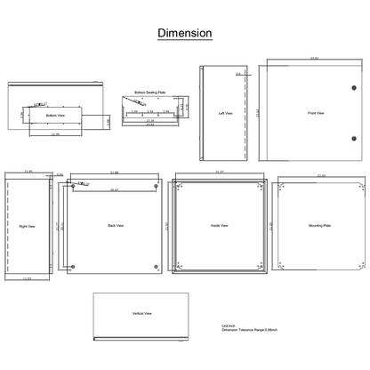 VEVOR NEMA Steel Enclosure, 24 x 24 x 12'' NEMA 4X Steel Electrical Box, IP66 Waterproof & Dustproof, Outdoor/Indoor Electrical Junction Box, with Mounting Plate