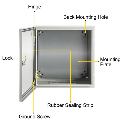 VEVOR NEMA Steel Enclosure, 12 x 12 x 8'' NEMA 4X Steel Electrical Box, IP66 Waterproof & Dustproof, Outdoor/Indoor Electrical Junction Box, with Mounting Plate