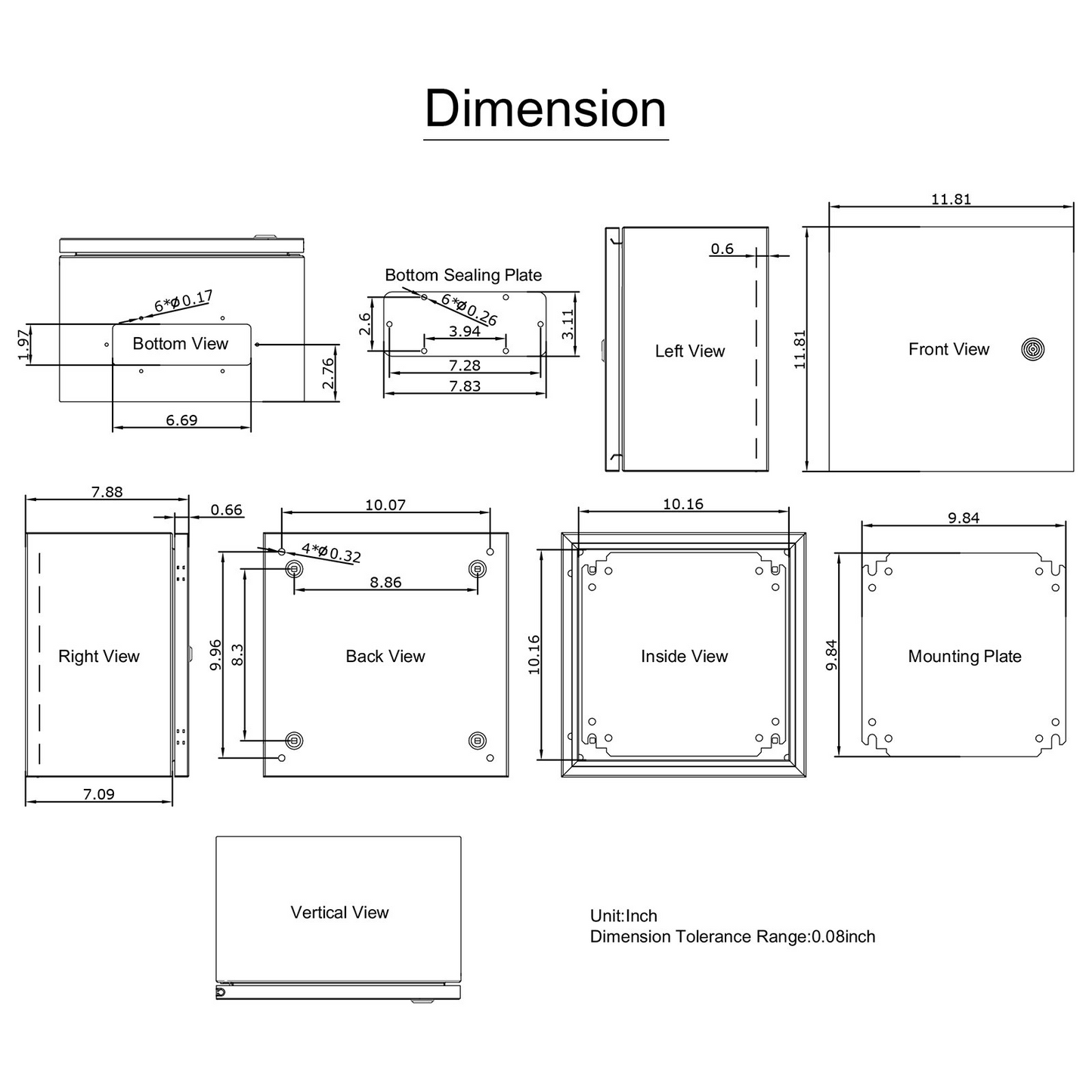 VEVOR NEMA Steel Enclosure, 12 x 12 x 8'' NEMA 4X Steel Electrical Box, IP66 Waterproof & Dustproof, Outdoor/Indoor Electrical Junction Box, with Mounting Plate