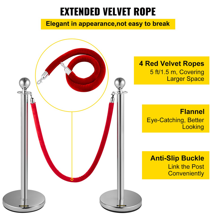 a red rope and a silver pole