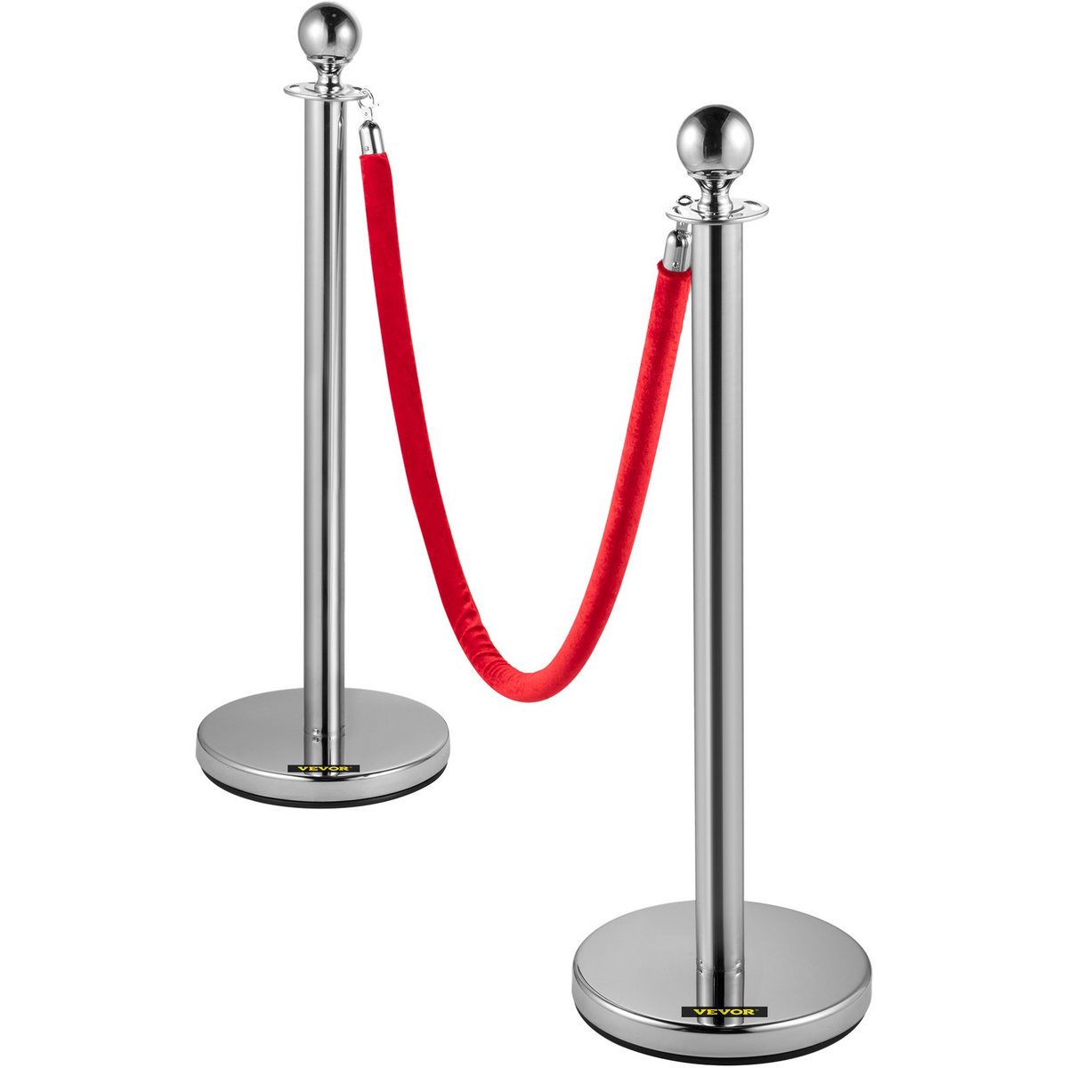 a silver pole with a red rope