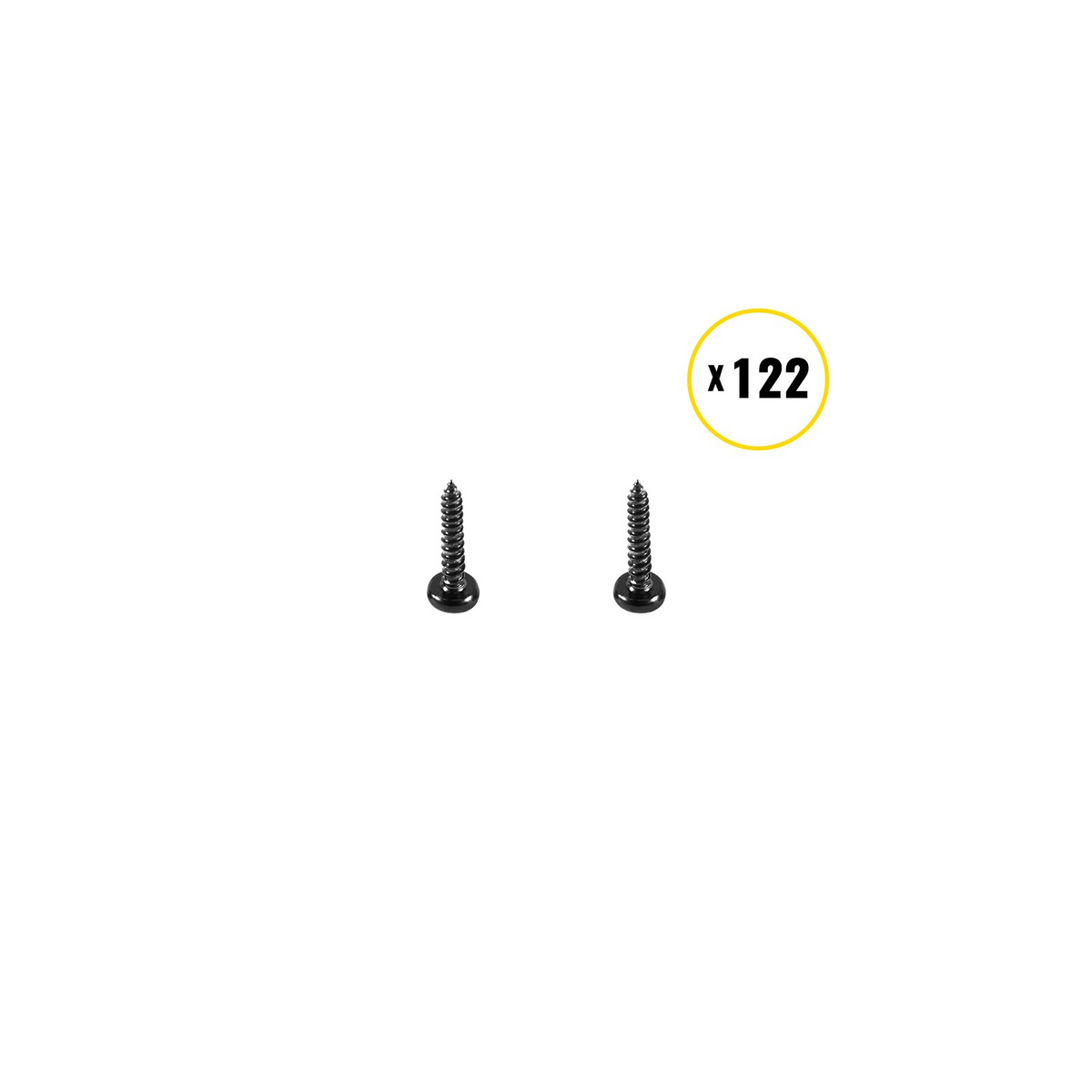 a black screws with yellow text