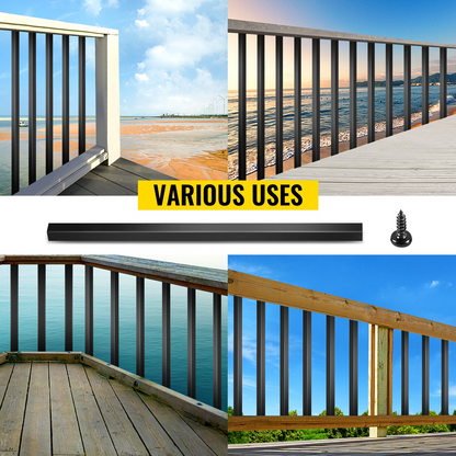 VEVOR Deck Balusters, 101 Pack Metal Deck Spindles, 26"x0.75" Staircase Baluster with Screws, Aluminum Alloy Deck Railing for Wood and Composite Deck, Square Baluster for Outdoor Stair Deck Porch