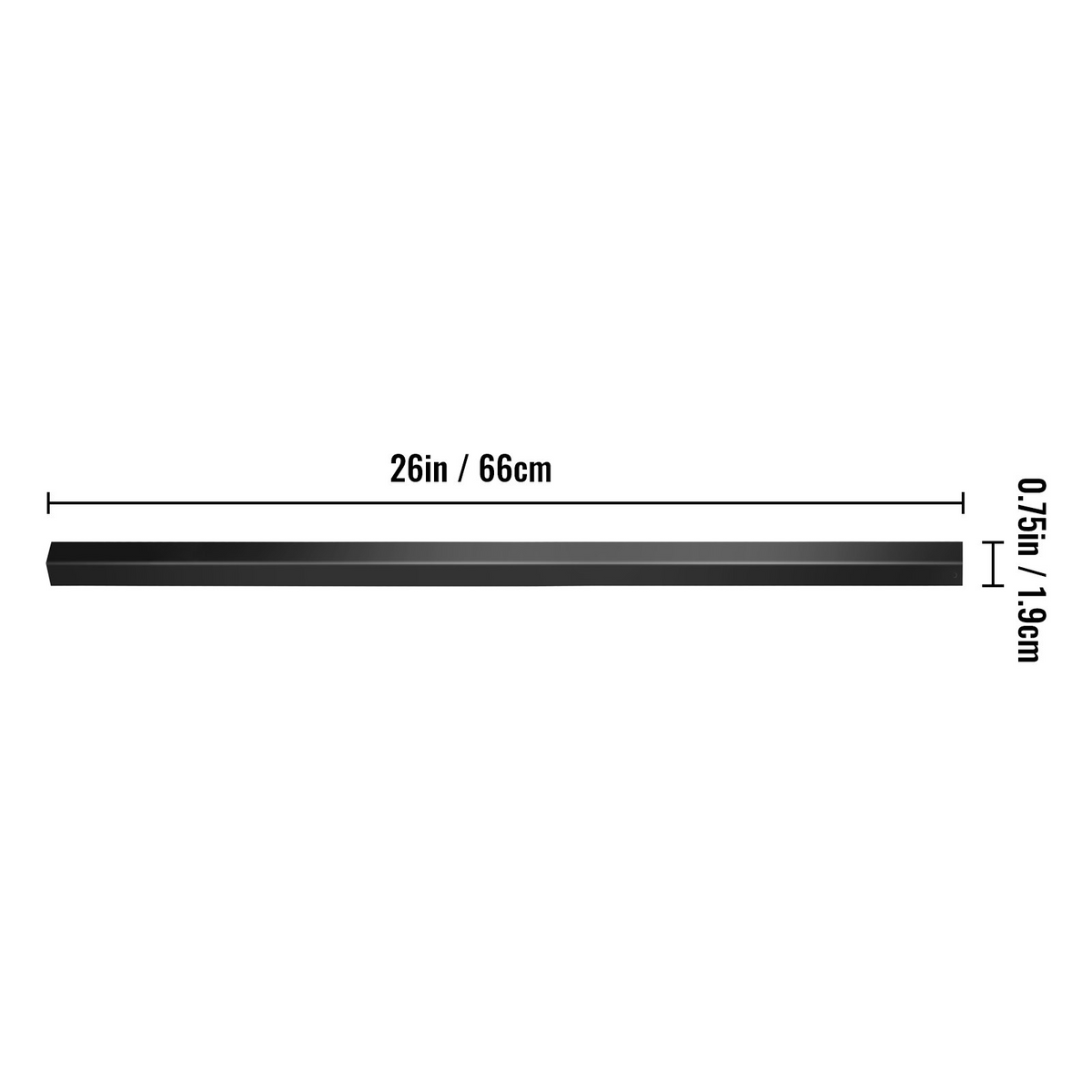 a black pencil with size and measurements