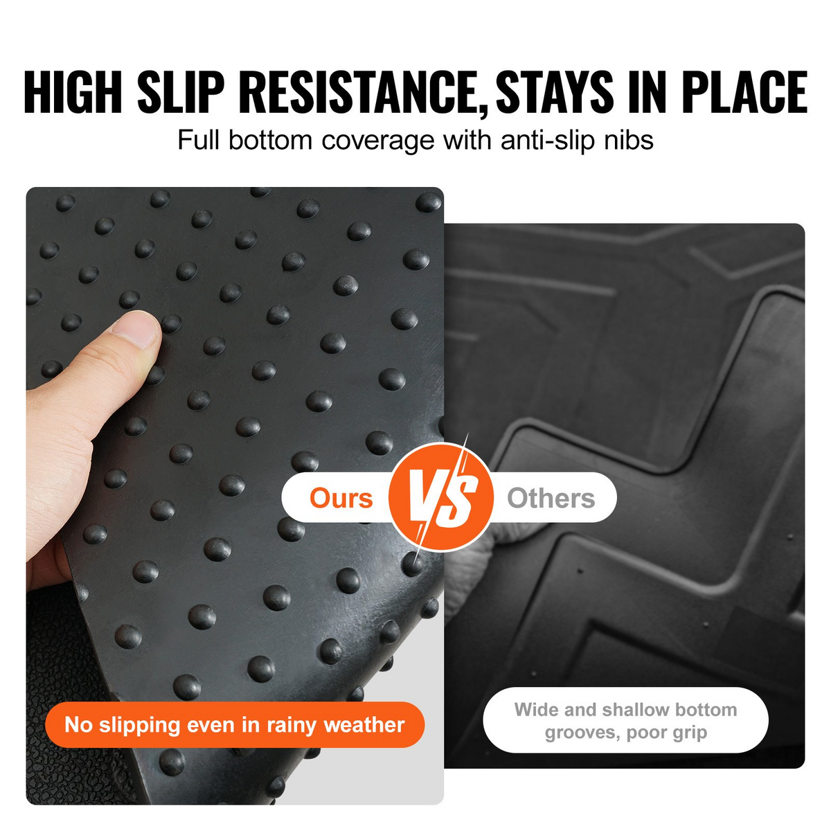 a hand holding a black rubber mat