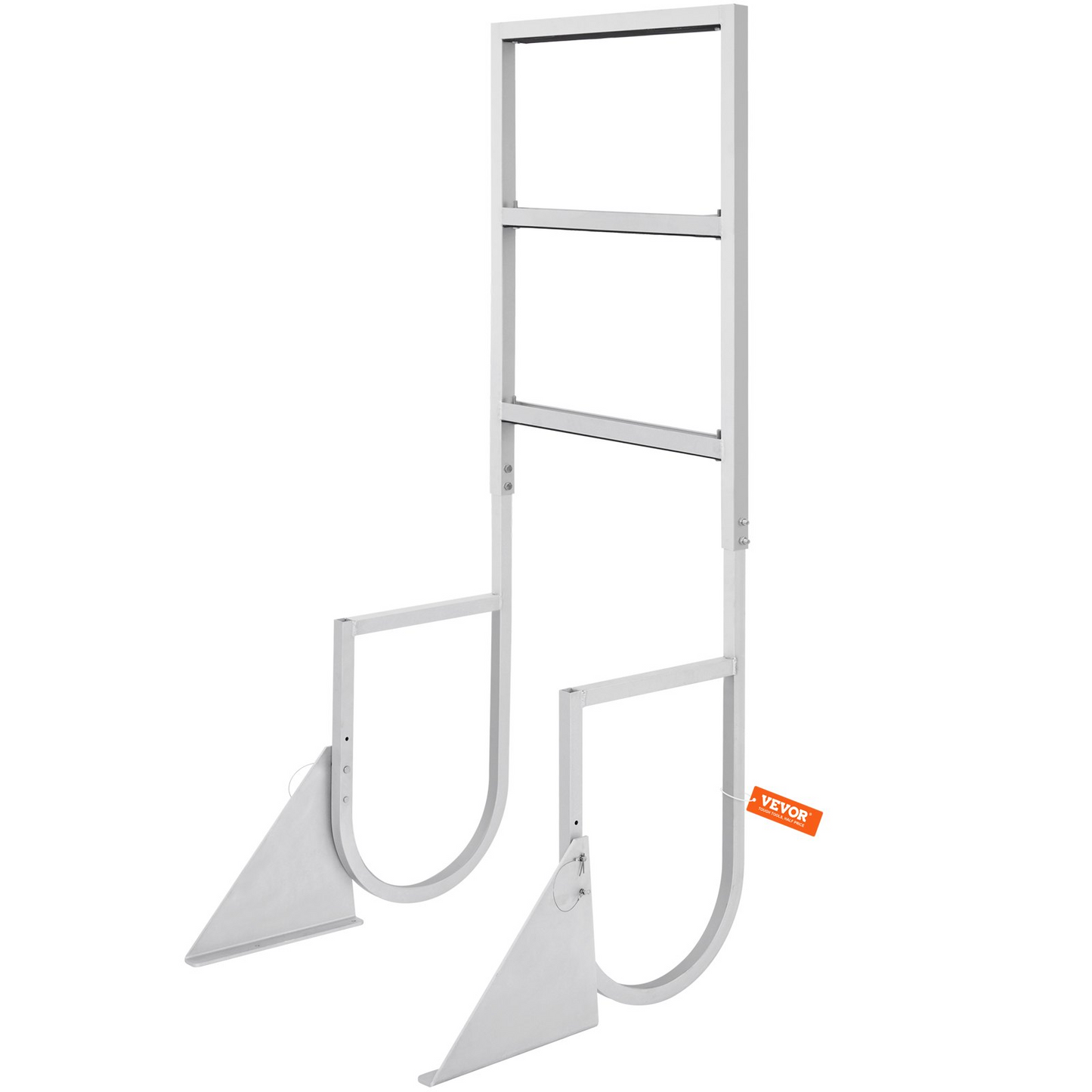 VEVOR Dock Ladder, Flip-Up 3 Steps, 350 lbs Load Capacity, Aluminum Alloy Pontoon Boat Ladder with 2'' Wide Step & Nonslip Rubber Mat, Easy to Install for Ship/Lake/Pool/Marine Boarding