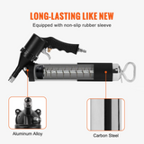VEVOR Air Operated Grease Gun, 6000PSI, 14 OZ/400 CC Capacity Heavy Duty Pneumatic Grease Gun, with 18.5 Inch Flexible Hose, 1 Black Flat Coupler Pointed Coupler Bent Metal Pipe Locking Clamp Coupler