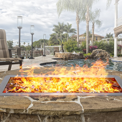 VEVOR 6 x 18 inch Drop-in Fire Pit Pan, Rectangular Stainless Steel Fire Pit Burner, Natural & Propane Gas Fire Pan H-Burner 90,000 BTU for Indoor or Outdoor Use