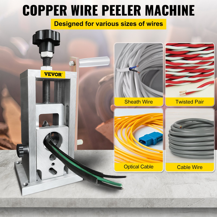a metal machine with wires and a black handle