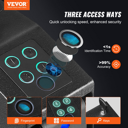 VEVOR Mounted Gun Safe for Pistols | Biometric | Quick Access | Home, Bedside, Nightstand, Wall