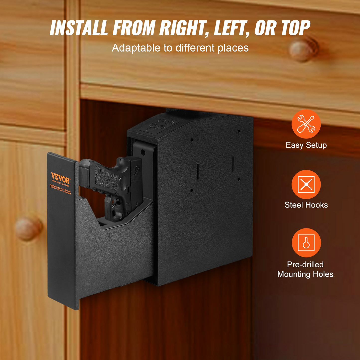 VEVOR Mounted Gun Safe for Pistols | Biometric | Quick Access | Home, Bedside, Nightstand, Wall