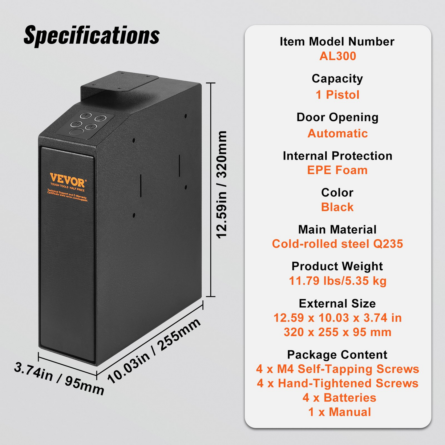 VEVOR Mounted Gun Safe for Pistols | Biometric | Quick Access | Home, Bedside, Nightstand, Wall
