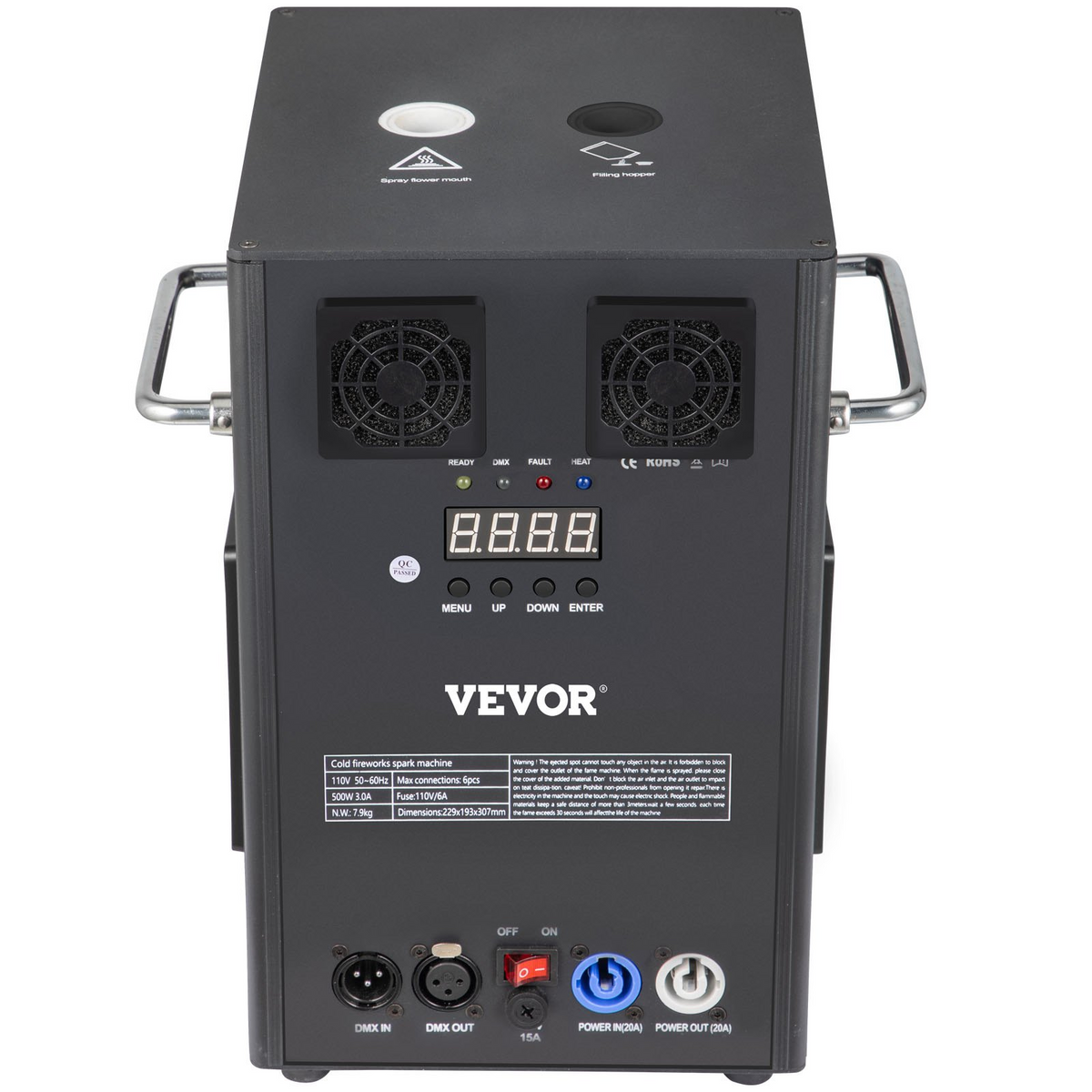 a black machine with two fans and buttons