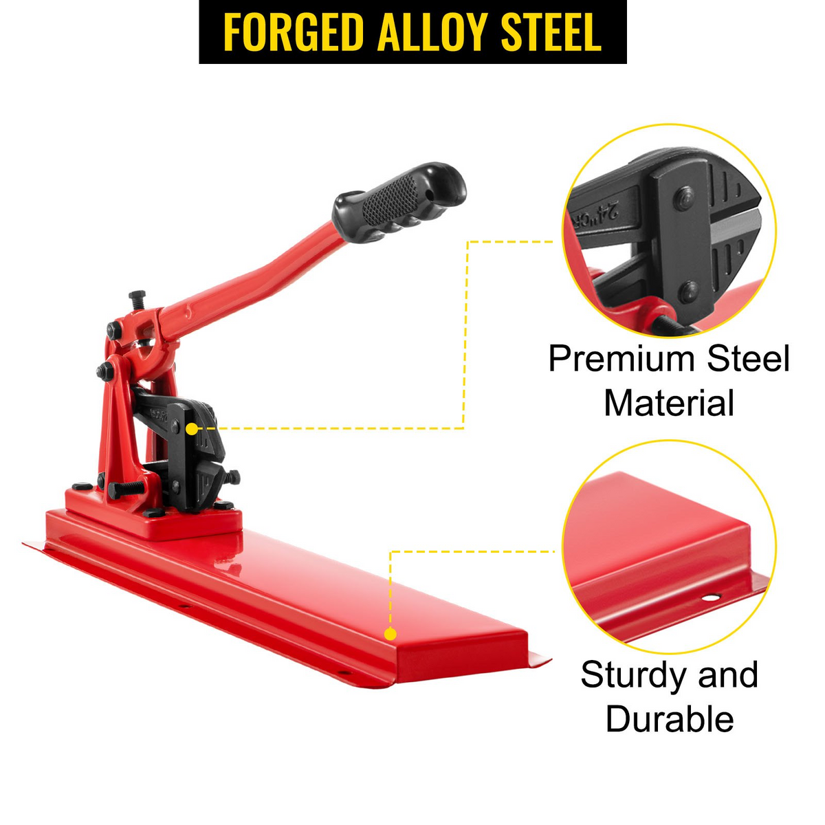 a red metal machine with black handles