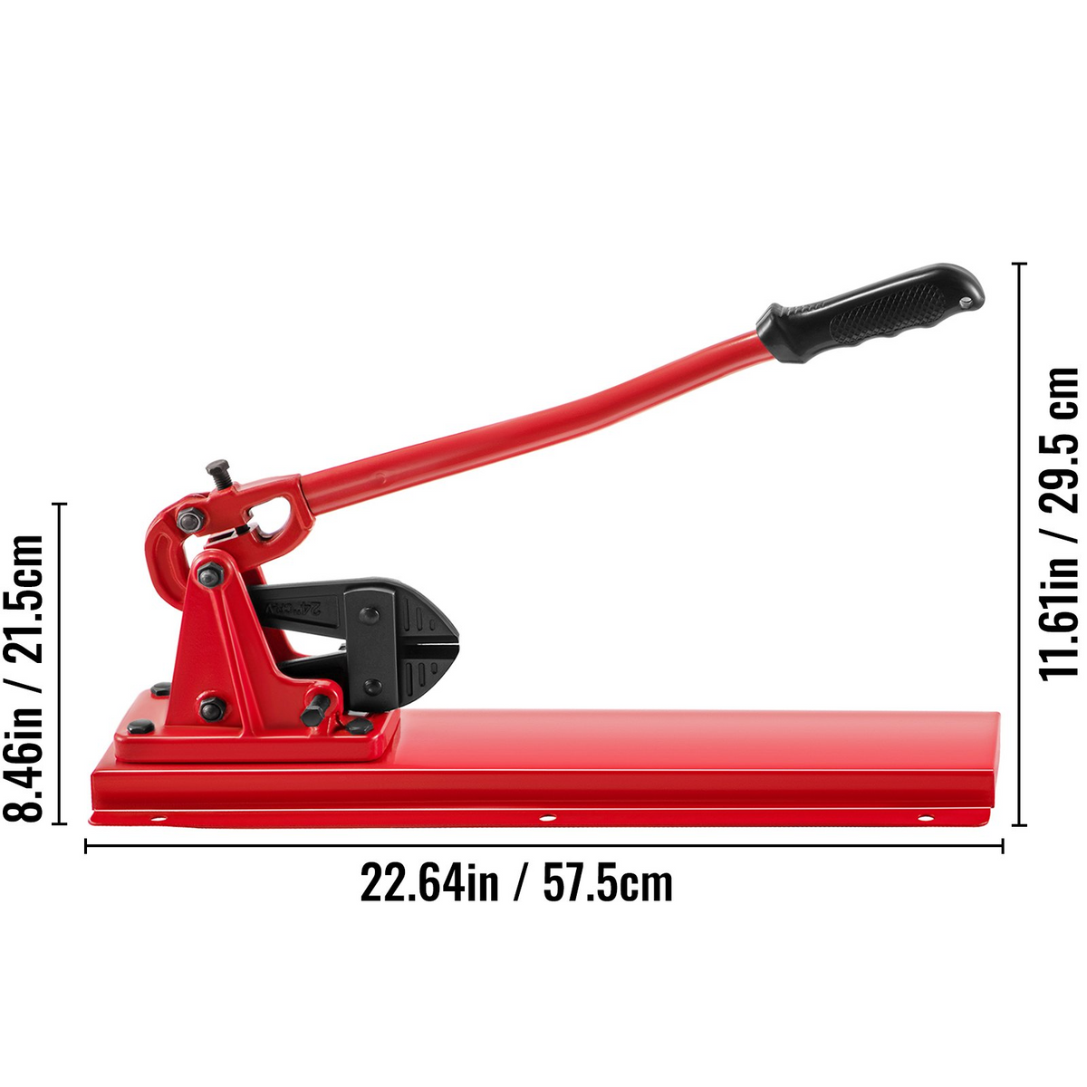 a red metal cutter with black handle