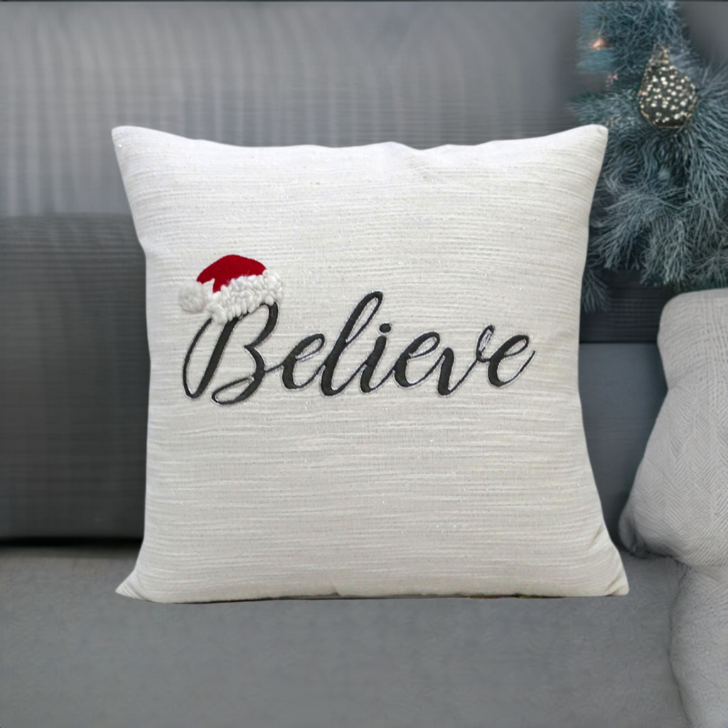 Vibhsa 20" x 20" Christmas Pillow- Believe