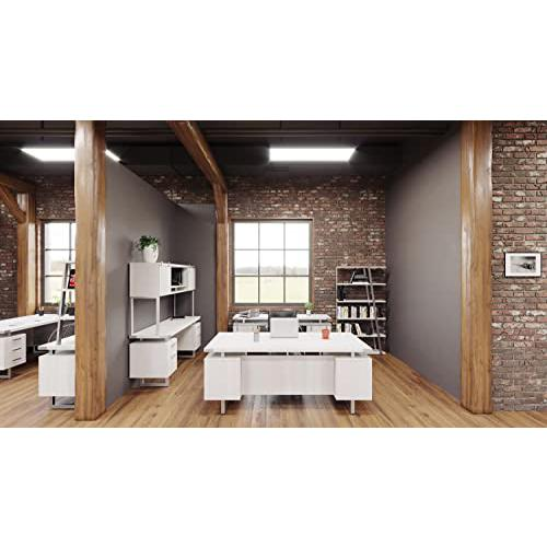 Mirella™ 72” Hutch with Sliding Wood Doors White Ash