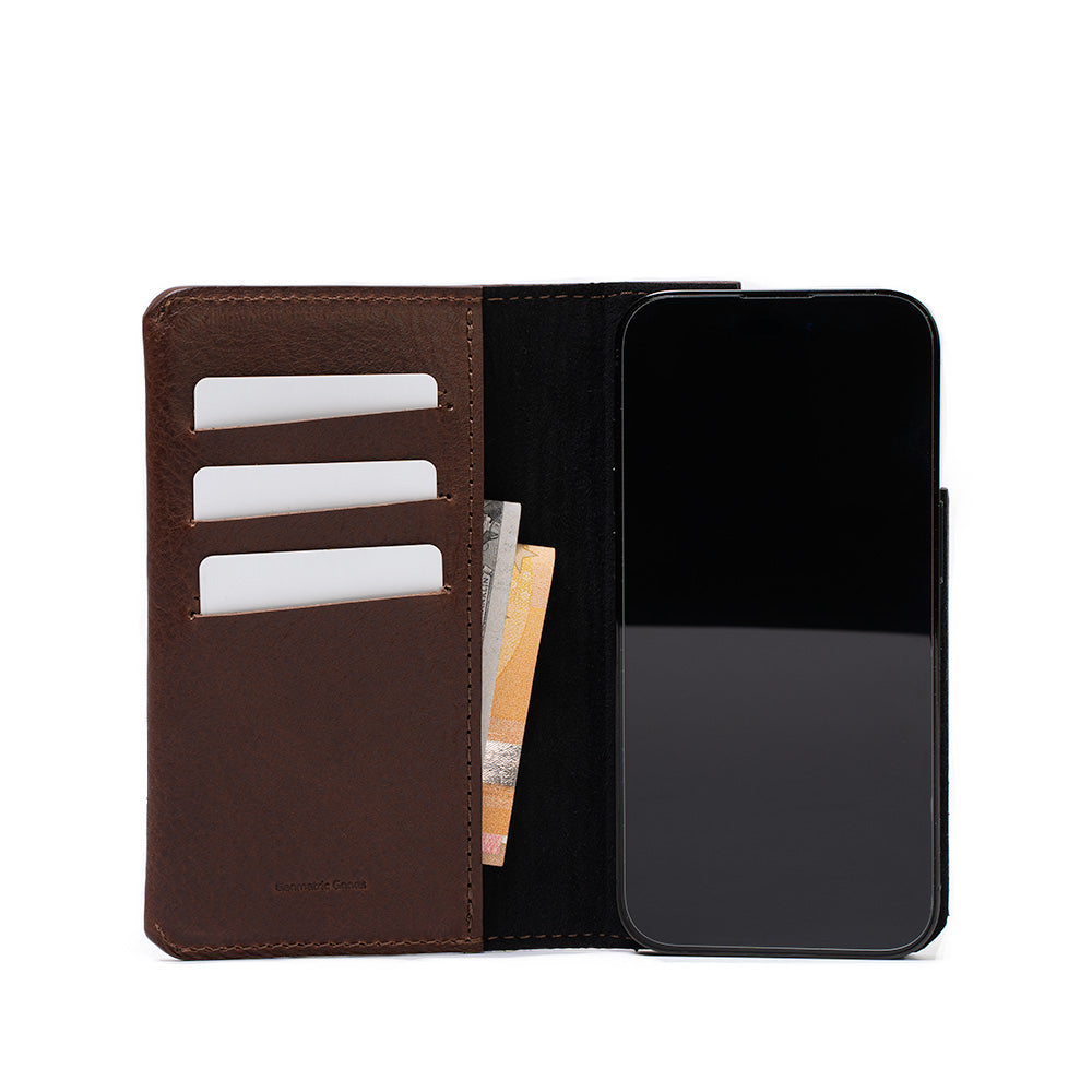 a phone in a wallet