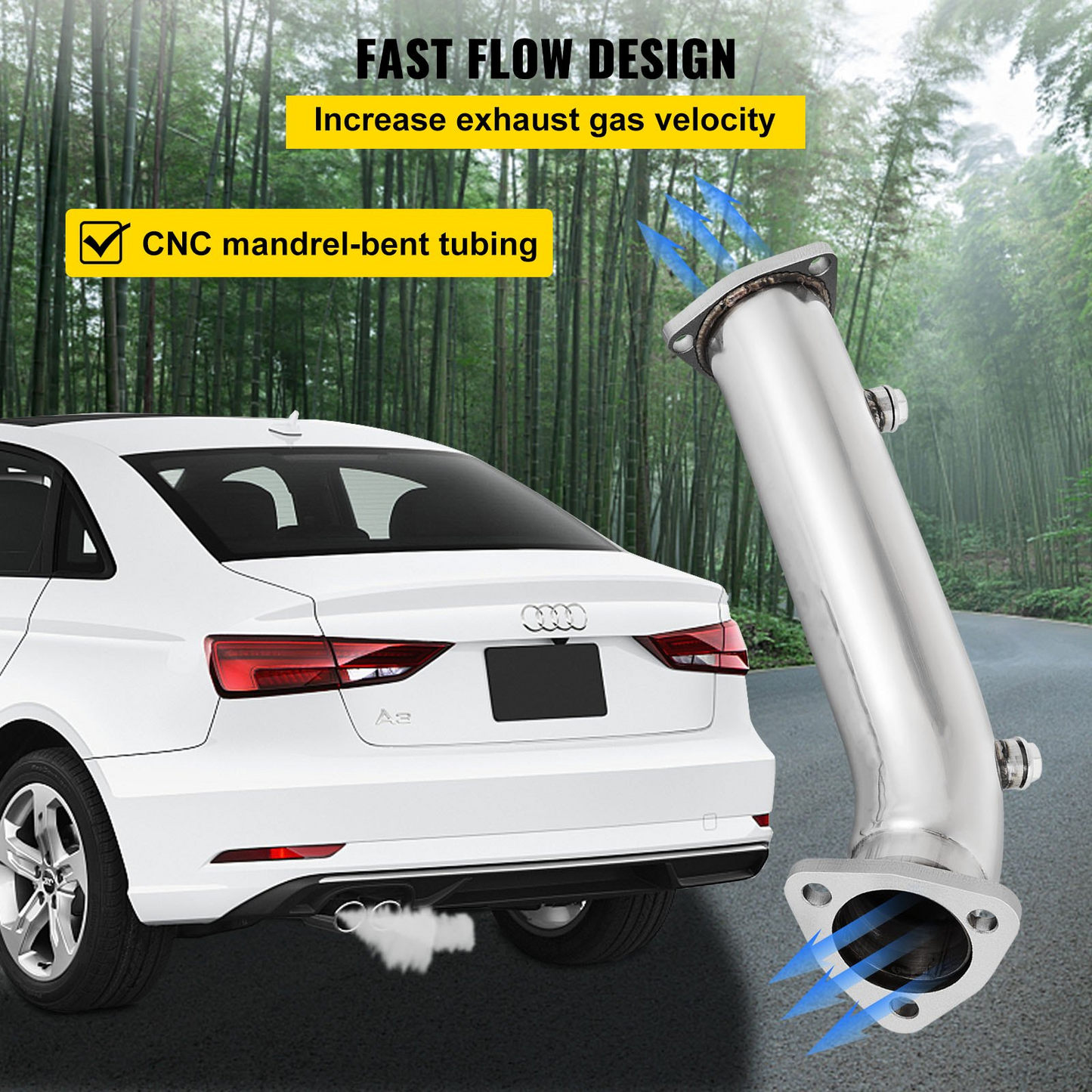 High Flow Downpipe Exhaust Converter Pipe Fits 97-05 Audi A4 B5 B6/Passat 1.8T